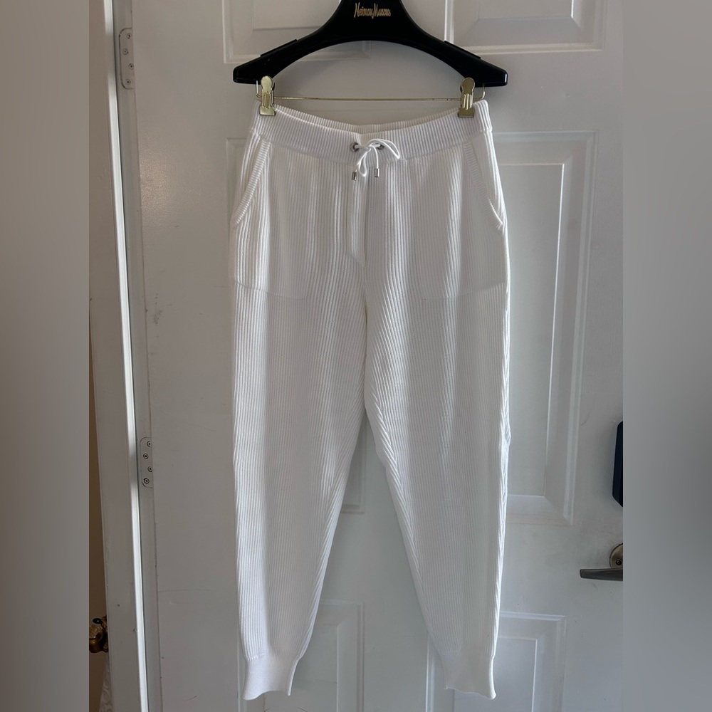 Brunello Cucinelli Knitwear White Ribbed Joggers 100% Cotton